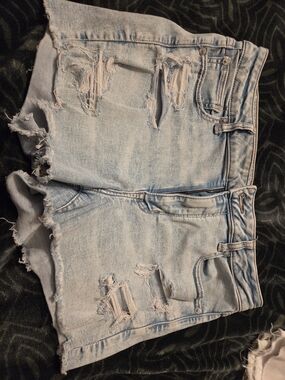 American Eagle Outfitters Light Blue Distressed Denim Shorts